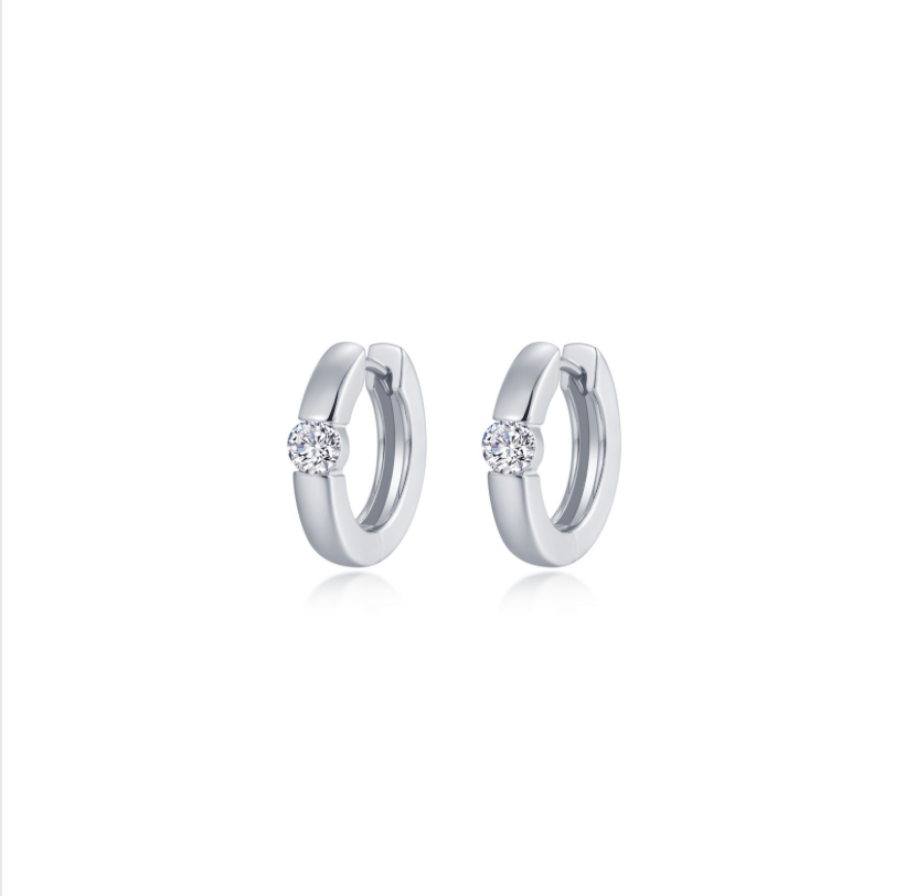 Nespoli's Silver High Polished Huggie Earrings 