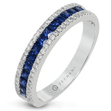 14k White Gold .17ct Diamond & .61ct Sapphire Anniversary Ring
