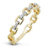 Chain Link 14k Yellow Gold .06ct Diamond Stackable Ring