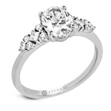 14k Gold .10ct Oval Diamond Sidestone Engagement Ring