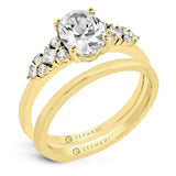 14k Gold .10ct Oval Diamond Sidestone Engagement Ring