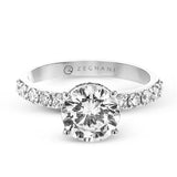 14k Gold Round Diamond Side Stone Hidden Halo Engagement Ring