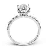 14k Gold Round Diamond Side Stone Hidden Halo Engagement Ring