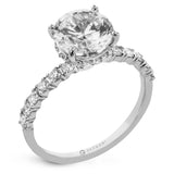 14k Gold Round Diamond Side Stone Hidden Halo Engagement Ring