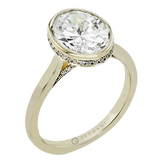 14k Gold Hidden Halo Bezel Set Oval Diamond Engagement Ring
