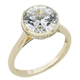 14k Gold Hidden Halo Bezel Set Diamond Engagement Ring