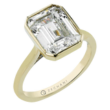 14k Gold Bezel Set Emerald Diamond Engagement Ring