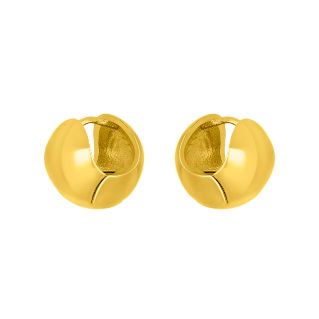 FYB gold rounded hoop earrings with a smooth polished finish