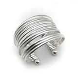 Silver Plated Brass Multi-Ring Cuff Bracelet