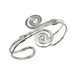 Silver Plated Brass Swirl Accent Cuff Bracelet