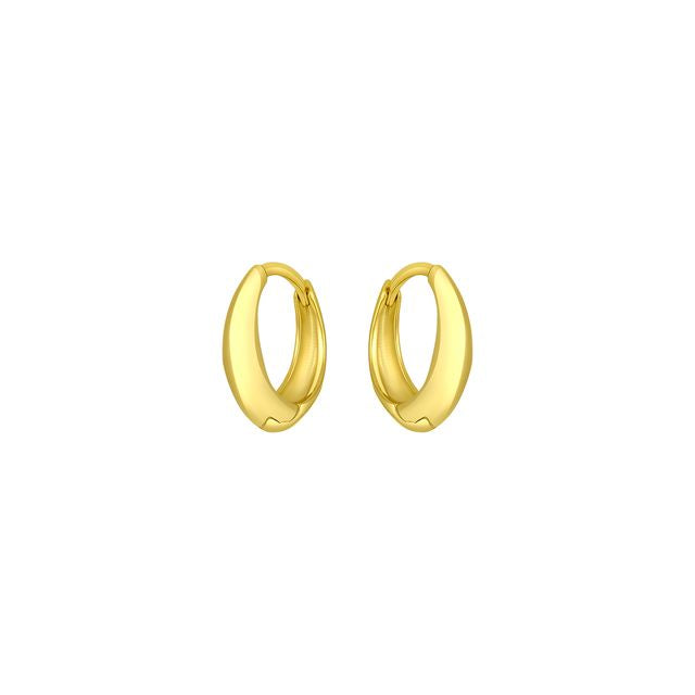 FYB Maude gold huggie hoop earrings with a smooth polished finish