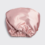 Satin Wrapped Microfiber Hair Towel Turban against white backround.