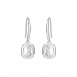 FYB silver dangle earrings with clear CZ stones in polished rounded settings