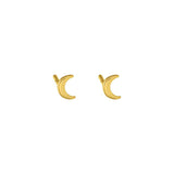 FYB crescent moon stud earrings in 18K gold-plated sterling silver on a white background.