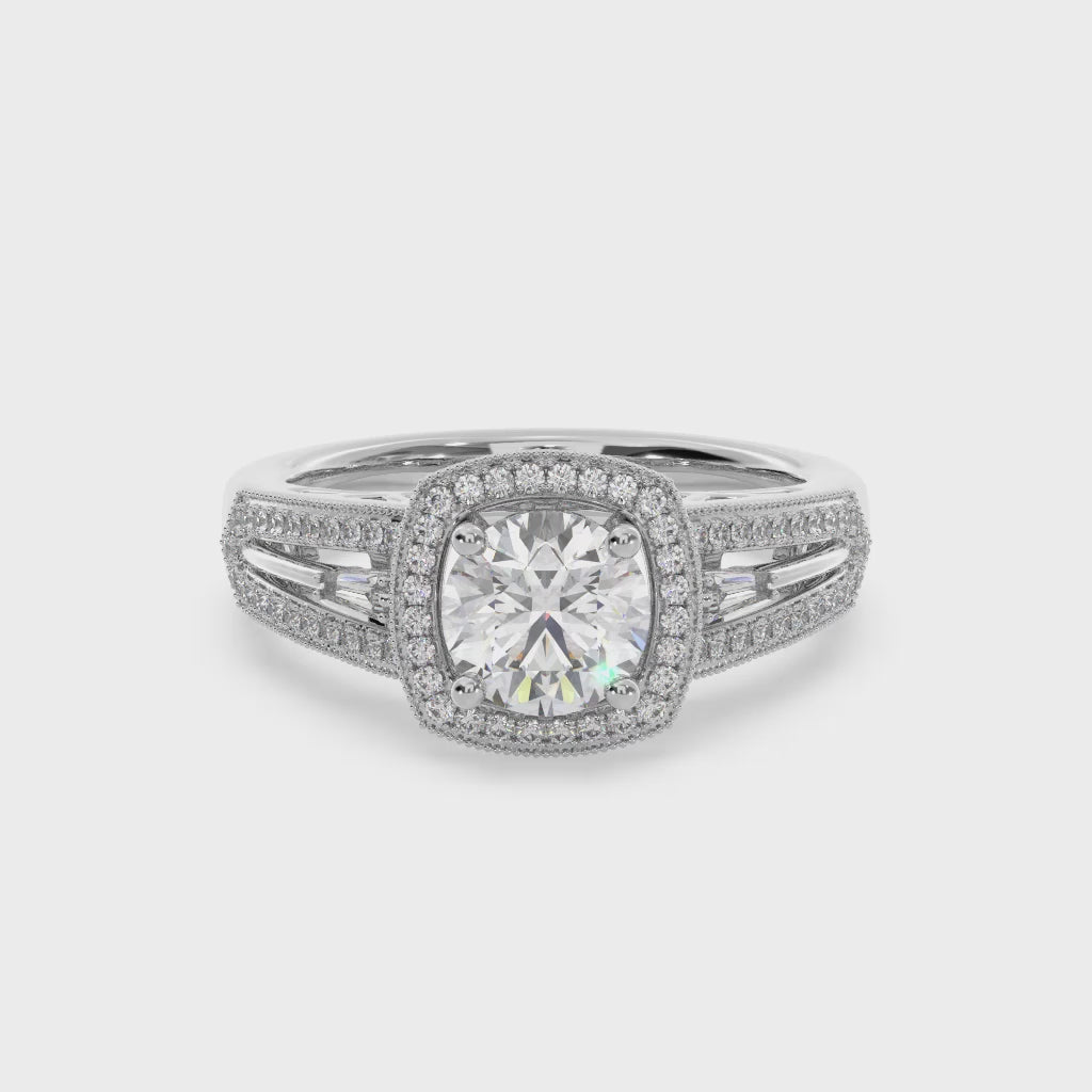 Zeghani 14k White Gold Engagement Ring 