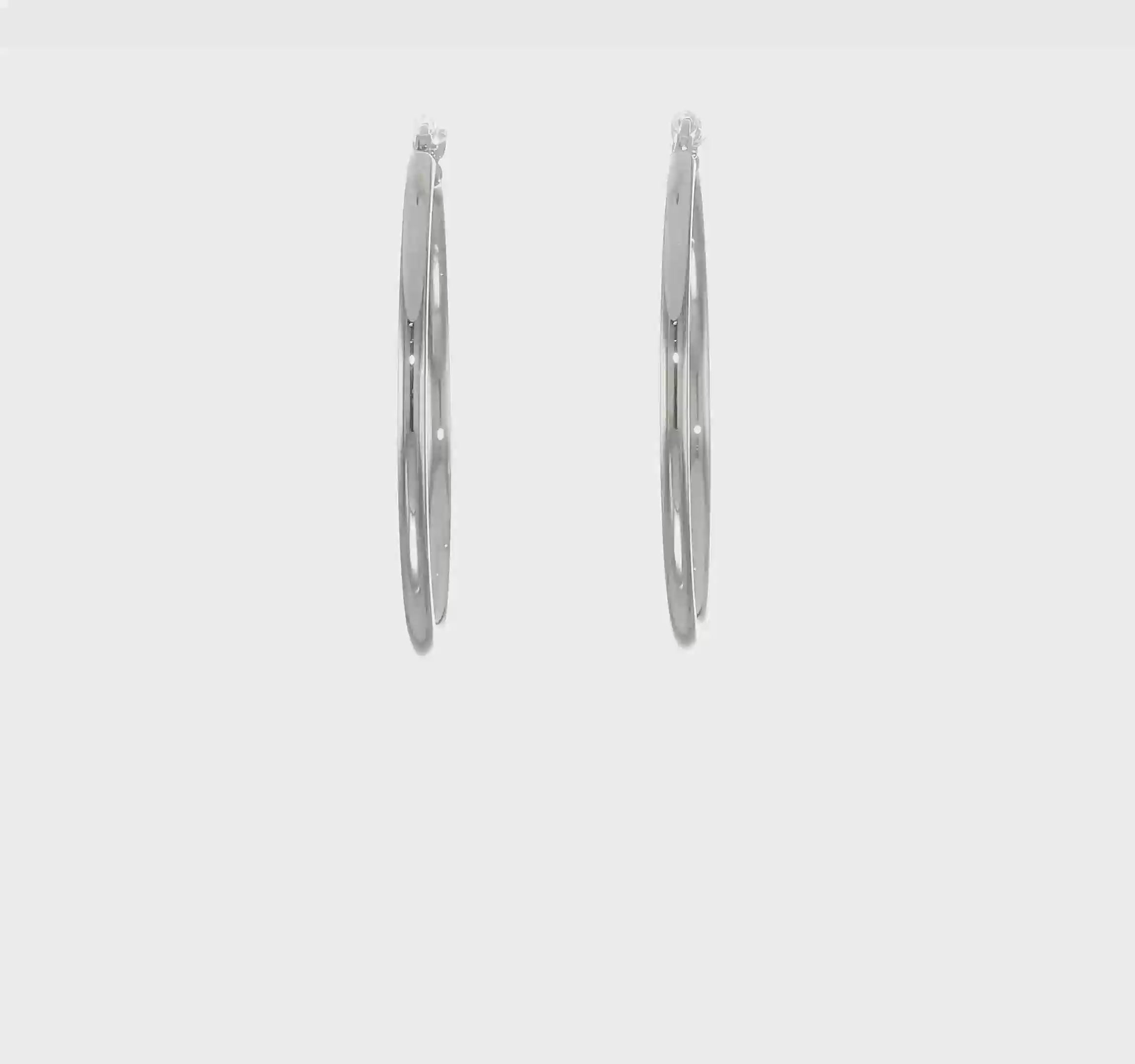 Leslie 14k White Gold Diamond Cut Polished 2mm Hoop Earrings