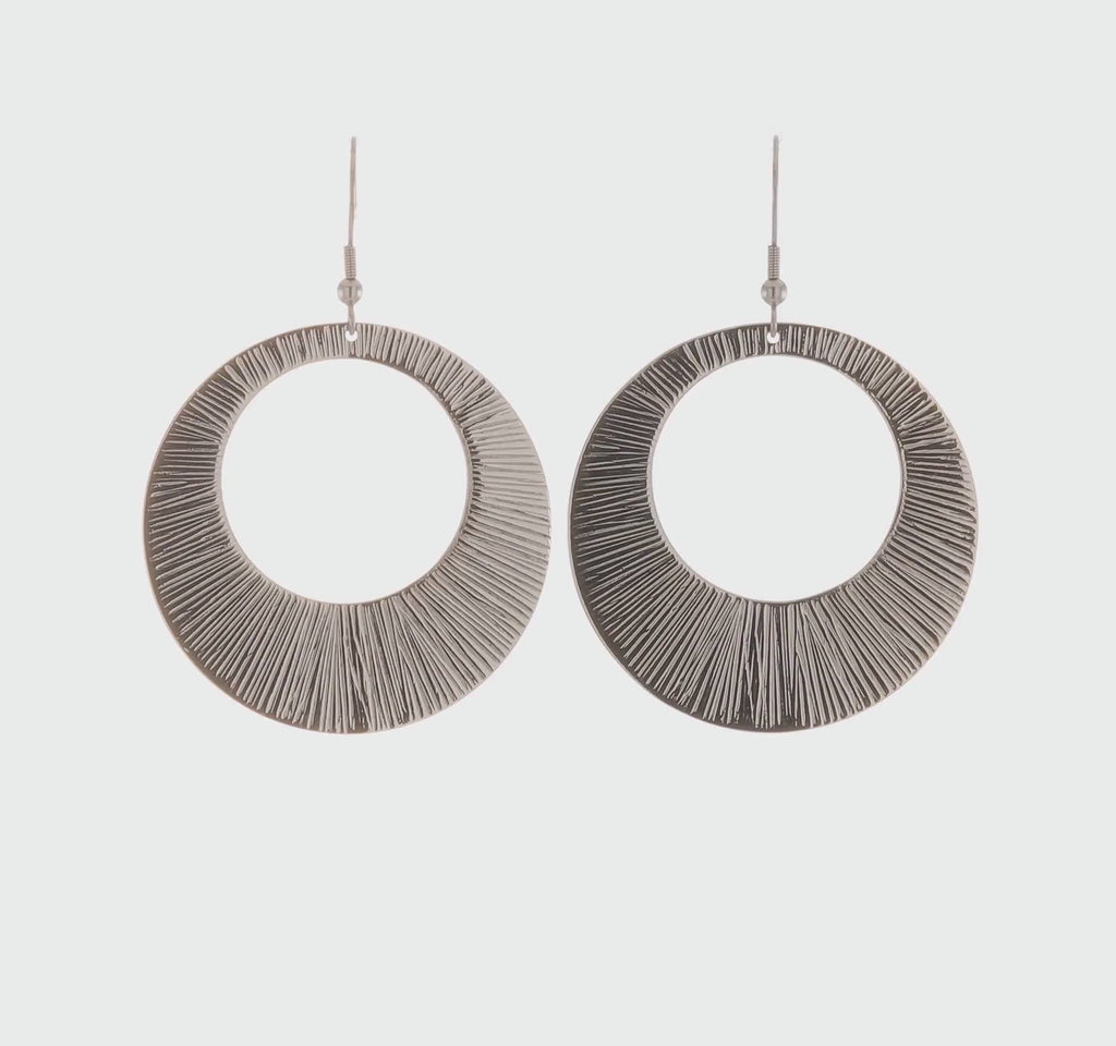 Nespoli Classics Textured Crescent Circle Drop Earrings