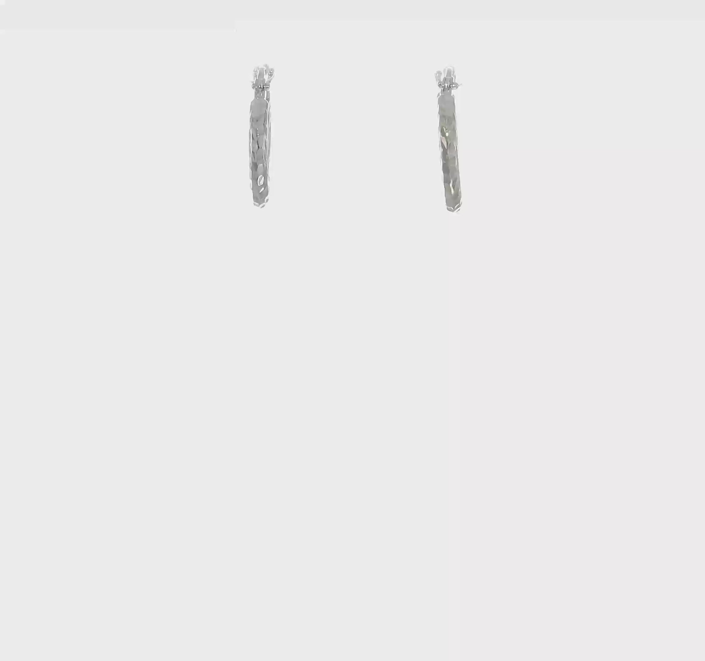 Leslie 14k White Gold Diamond Cut Polished 2mm Hoop Earrings