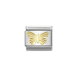 Jewelry charm with gold butterfly design on a white background