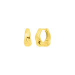 Gold FYB twisted huggie hoop earrings in 18K gold-plated sterling silver on a white background.