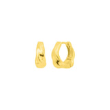 Gold FYB twisted huggie hoop earrings in 18K gold-plated sterling silver on a white background.
