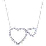 Sterling Silver .10ct Diamond Double Heart Necklace