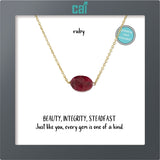 Gold Oval Ruby Necklace