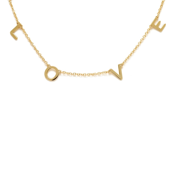 Gold Love Block Letter Chain Necklace