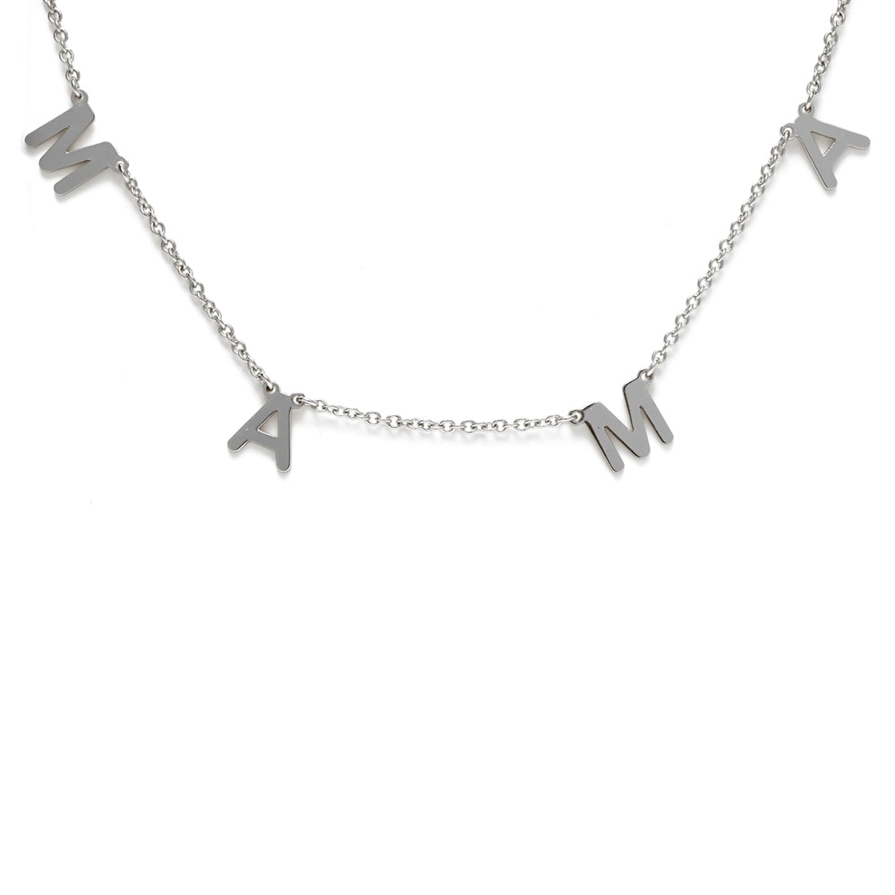 Cool and Interesting Silver Mamma Block Letter Chain Necklace