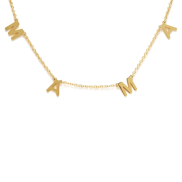 Cool and Interesting Gold Mamma Block Letter Chain Necklace