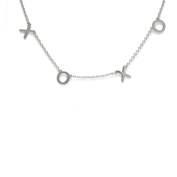 Silver XOXO Block Letter Chain Necklace