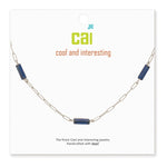 Cool and Interesting Silver Blue Gemstone Paperclip Chain Necklace