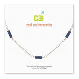 Cool and Interesting Silver Blue Gemstone Paperclip Chain Necklace
