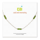 Cool and Interesting Silver Green Gemstone Paperclip Chain Necklace