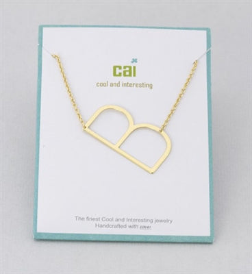 Gold Medium Sideways Initial B Necklace