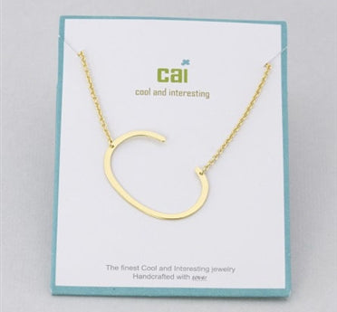 Gold Medium Sideways Initial C Necklace