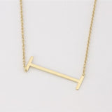 Cool and Interesting Gold Medium Sideways Initial I Necklace