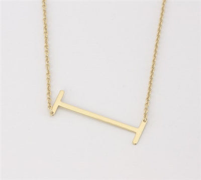 Cool and Interesting Gold Medium Sideways Initial I Necklace