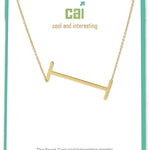 Cool and Interesting Gold Medium Sideways Initial I Necklace