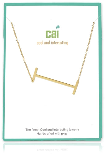 Cool and Interesting Gold Medium Sideways Initial I Necklace
