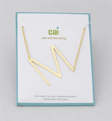 Gold Medium Sideways Initial M Necklace