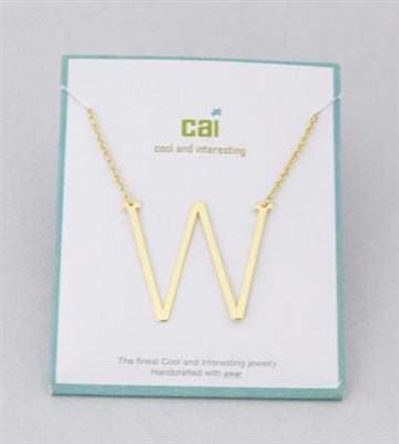 Gold Medium Sideways Initial W Necklace