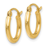 Leslie 14K Yellow Gold 2mm Polished Hoop Earrings