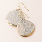 Gold Fossil Coral Teardrop Earrings