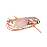 Suede/Stone Wrap - Rose Quartz/Silver/Stone of the Heart