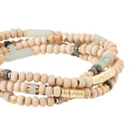 Gold Amazonite Stone of Courage Wood, Stone, and Metal Wrap