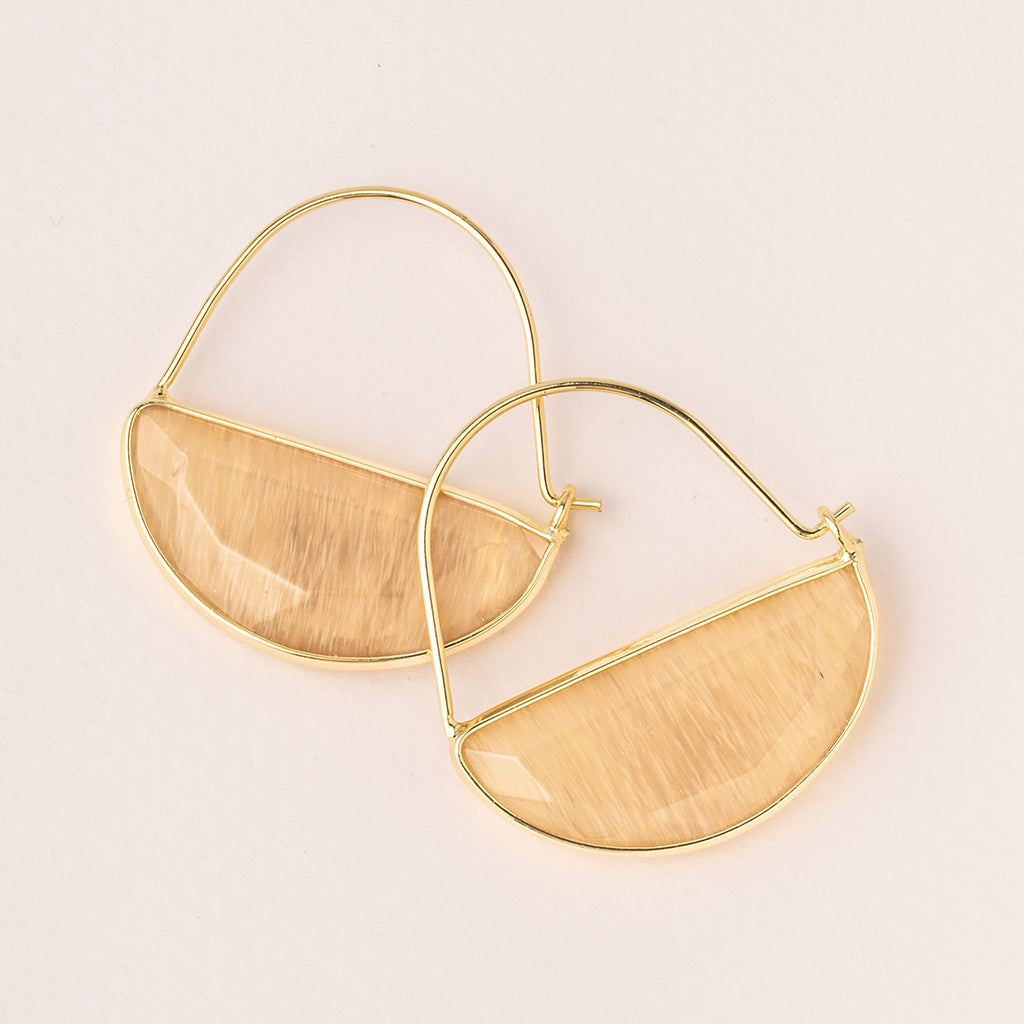Gold Citrine Prism Hoop Earrings