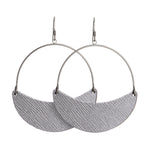 Nickel and Suede Gunmetal Asters Leather Earrings