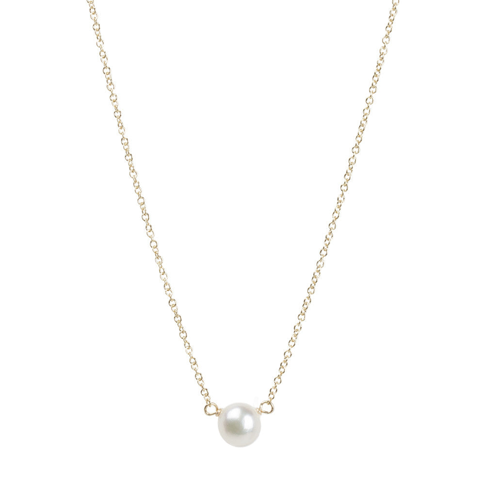 Sterling Silver 16" Maid of Honor White Pearl Necklace 