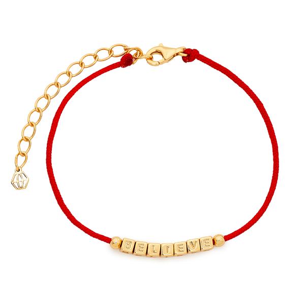 Little Words Project Refined Collection - Believe Red Cord Bracelet